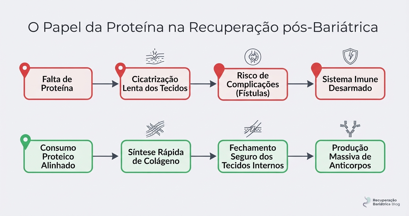 Cicatrização e Defesa: Por que a Proteína dita a Velocidade da sua Recuperação pós-Bariátrica