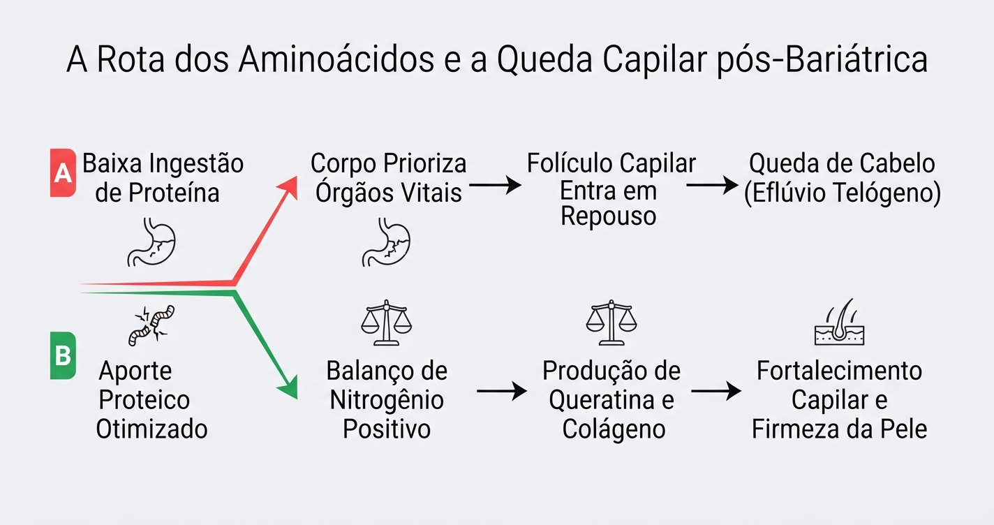 Eflúvio Telógeno Pós-Bariátrica: O Segredo Nutricional para Interromper a Queda de Cabelo Após a Cirurgia