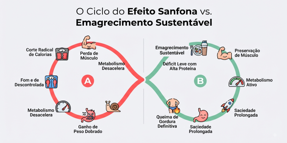 A Armadilha do Déficit Extremo Como Dietas Sem Proteína Ativam o Efeito Sanfona no Seu Corpo