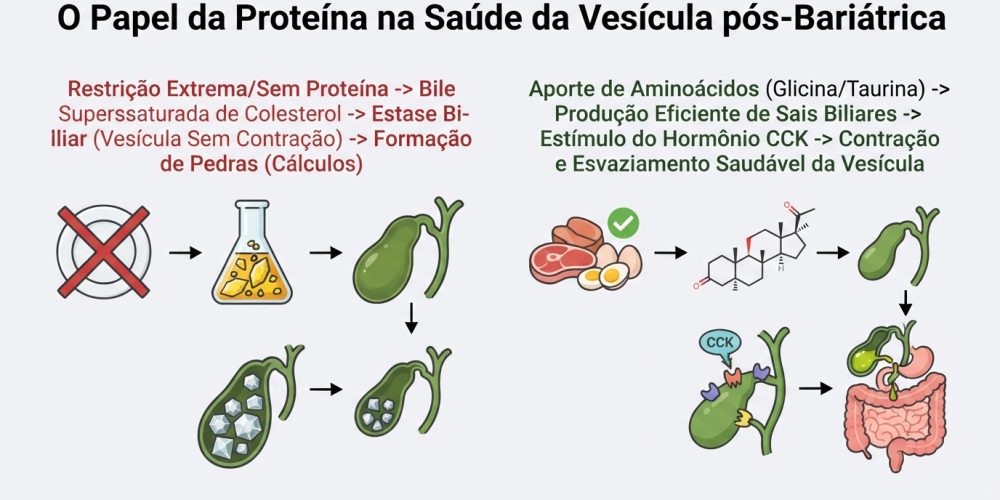 Proteção Hepato-Biliar O Papel Oculto das Proteínas na Prevenção de Pedras na Vesícula pós-Cirurgia Bariátrica