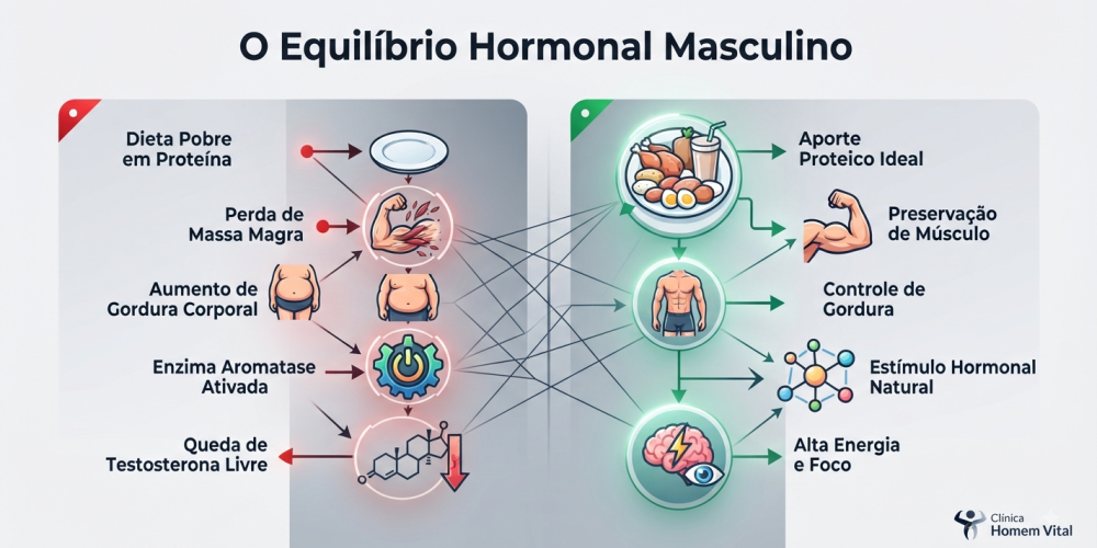 Saúde Masculina Como a Falta de Proteína Destrói a Produção Natural de Testosterona e Energia nos Homens